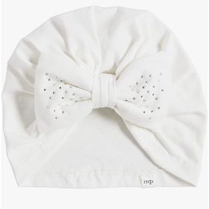 NWT Mud Pie White Rhinestone Bow Hat sz 6-18m